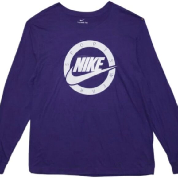 NIKE LONG SLEEVE MEN'S T-SHIRT #FD6657-566 Cotton Purple/White LARGE NWT $30 - Picture 1 of 9